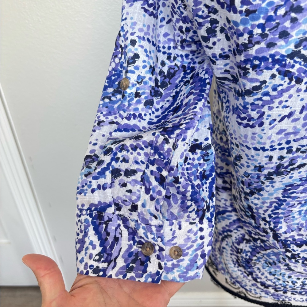 Karen Scott Blue & White Swirl Button-Front Shirt - Picture 7 of 12